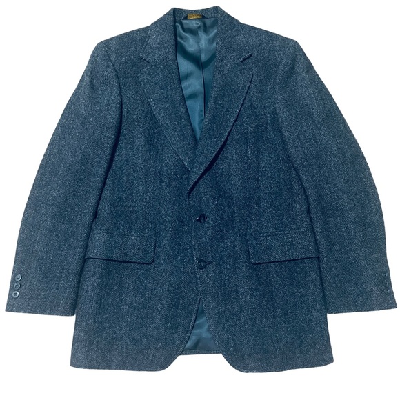 Adams Row by Richman 100% Pure Wool Men’s Blue/Gray Herringbone Blazer Sz 40R - Picture 5 of 11